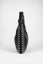 Women's Acacia Black Faux Leather Studded Knot Detailed Handle Medium Size Zipper Closure Hand and Shoulder Bag - 4