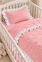 100% Cotton Ruffled Baby Duvet Cover Set Pink - 3