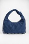 Women's Acacia Navy Blue Suede Studded Knot Detailed Handle Medium Size Zipper Closure Hand and Shoulder Bag - 2