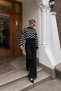 Women's Wave Pattern Crop Knitwear Sweater and High Waist Spanish Flare Pants Two-Piece Set - 3