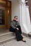 Women's Wave Pattern Crop Knitwear Sweater and High Waist Spanish Flare Pants Two-Piece Set - 2