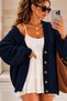 Loose Hair Knit Detailed Buttoned Low Sleeve Women's Cardigan