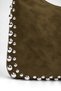 Women's Acacia Khaki Suede Studded Knot Detailed Handle Medium Size Zipper Closure Hand and Shoulder Bag - 5