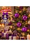 Set of 6 Khaki, Purple, Gold, Navy Blue, Blue, Fuchsia, Burgundy and Red Christmas Tree Ornaments 6 cm – Set of 3 Matte and 3 Shiny Pine Tree Ornament Balls Christmas Tree Ornament Ball Set - 4
