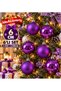 Set of 6 Khaki, Purple, Gold, Navy Blue, Blue, Fuchsia, Burgundy and Red Christmas Tree Ornaments 6 cm – Set of 3 Matte and 3 Shiny Pine Tree Ornament Balls Christmas Tree Ornament Ball Set - 2