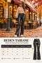 Strong Style with a Leather Look - High-Waisted Spanish Flare Women's Trousers with Front and Back Pockets - 5