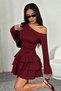 One-Shoulder Draped Flounce Mini Dress Jt9270 - 3