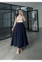 Elastic Waist Poplin Skirt with Side Pockets - 4