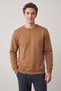 Men's Camel Crew Neck 2 Thread Basic Sweatshirt Long Sleeve Plain Regular Fit Casual - 2