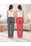 2-Piece Plaid Women's Micro Suede Winter Elastic Comfortable Pajama Bottoms - 5