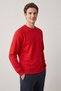 Men's Red Crew Neck 2 Thread Basic Sweatshirt Long Sleeve Plain Regular Fit Casual - 2