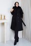 Women's Double-Breasted Collar Fur Detailed Lined Cashmere Coat