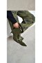 Women's Khaki Suede Front-Stitched Pino Heel Boots Un001-0815 - 2