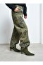 Women's Khaki Suede Front-Stitched Pino Heel Boots Un001-0815 - 3