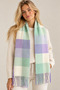 Tasseled Scarf Soft Textured Colorful Fleece - Soft Shawl for Winter Warmth