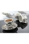 Turkish Coffee Cup Set Ala Noor Hat Written Metal Silver