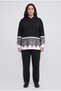 Women's Plus Size Guipure Detailed Hooded Black Tracksuit Set - 2