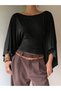 Boat Neck Bat Sleeve Waist Gathered Blouse Jt9748 - 3