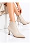 Women's Skin-Looking Thin Heeled Pointed Toe Non-Slip Zippered Stylish and Elegant Ankle Boots - 2