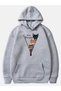 Unisex Gray Oversize Hooded Sweatshirt with Kangaroo Pocket, 3 Thread Raster Hoodie