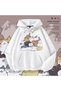 Unisex White Off-Shoulder Oversize Hooded Casual Sweatshirt with Kangaroo Pocket
