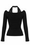 Black Halter Neck Lace Blouse - 2Y261017 - 2
