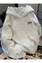 Unisex Gray Kangaroo Pocket Thick Fabric Oversize Hooded Sweatshirt Hoodie
