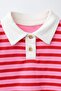 Girl's Cotton Polo Collar Pink Striped Sweatshirt - 3