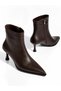 Women's Skin-Looking Thin Heeled Pointed Toe Non-Slip Zippered Stylish and Elegant Ankle Boots - 4
