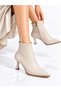 Women's Skin-Looking Thin Heeled Pointed Toe Non-Slip Zippered Stylish and Elegant Ankle Boots - 4