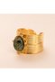 Gold Adjustable Ring with Natural Stone - brown - 3