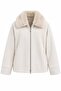 Stone Collar Fur Zipper Coat - 9660