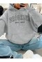 Unisex Gray 3 Thread Threaded Oversize Hooded Sweatshirt Basic Comfortable Cut