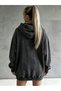 Unisex Anthracite Acid Wash Effect Washed Oversize Hoodie Thick Fabric - 2