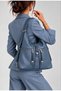 Women's Large Size Soft Leather Backpack with 4 Compartments and 2 Main Compartments (Size 38X27 cm) - 3