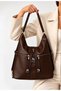 Women's Large Size Soft Leather Backpack with 4 Compartments and 2 Main Compartments (Size 38X27 cm) - 4