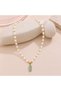 Natural Pearl Charm Necklace - oval-gem