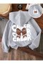 Unisex Gray 3 Thread Threaded Oversize Hooded Sweatshirt Basic Comfortable Cut