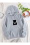 Unisex Gray 3 Thread Threaded Oversize Hooded Sweatshirt Basic Comfortable Cut
