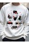 Unisex Cute Kitten Christmas Printed Bisikletyaka Sweatshirt
