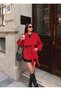 Women's Red Trench Coat with Pockets, Belted, Windproof, New Season Outerwear - 6