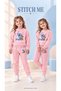 Stitch Printed Waist-Tie 2-Thread Seasonal Top and Bottom Girls' Set