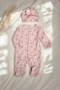 Bow Detailed Boneli Baby Girl Jumpsuit. Footed 100% Cotton 0-3 Months - 4