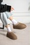 Mira Mink Suede Fur Inside, Embroidered Thick Sole Boots