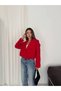 Women's Double-Breasted Collar Short Oversized Cut Long Sleeve Bomber Jacket - 8