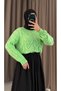 Verde Chain Patterned Knitwear Sweater - Phosphor Green - 3