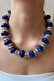 Silver Form Collection Marble Bead Necklace - Navy Blue - 2