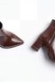 Women's Brown Patent Leather Zippered Winter Heeled Boots Erzal - 7