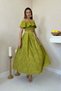 Women's Pistachio Green Scallop Brode Embroidered Ruffled Gipeli Crop Blouse Flared Skirt Set - 2