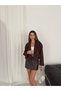 Women's Double-Breasted Collar Short Oversized Cut Long Sleeve Bomber Jacket
